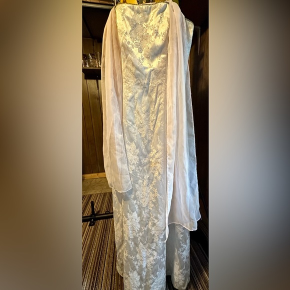 Light pink, Rhinestone topped Long Prom Dress - Picture 2 of 4